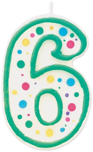 Wilton W91-06 Numeral Candle, 3-Inch by 1.5-Inch, No. 6, Green, 1-Pack