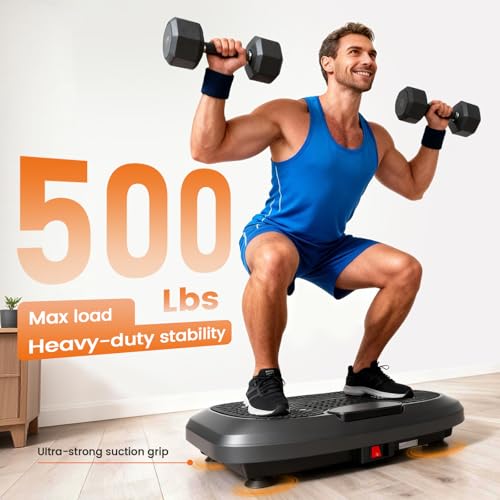 ALSO GO Vibration Plate Exercise Machine, 200 Speeds & 10 Models, 500LB Capacity, LED Display, Bluetooth Audio, Large Shake Plate with Loop Bands for Full Body Fitness, Lymphatic Drainage, Pain Relief