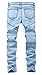 Qazel Vorrlon Men's Biker Moto Vintage Skinny Fit Ripped Distressed Strecth Denim Jeans 606Blue,Size 32