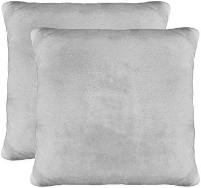 Balmont Collection Faux Fur Decorative Accent Pillow, Set of 2, 20" x 20", Silver