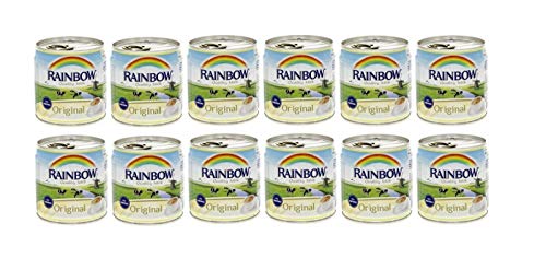 Rainbow Evaporated Milk Full Cream Sterilized 6oz. 170gm each 12 Cans حليب أبو قوس مبخر كامل الدسم افضل صديق للشاي