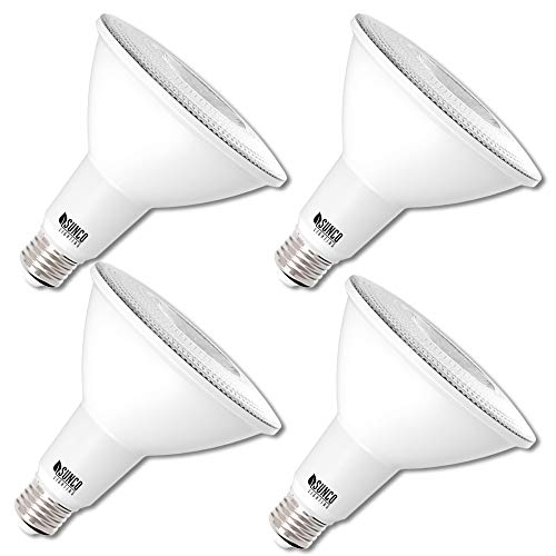 Sunco Lighting 4 Pack PAR38 LED Bulb 13W=100W, 5000K Daylight, 1050 LM, Dimmable Flood Light, Indoor/Outdoor, Accent, Highlight – UL & Energy Star Listed