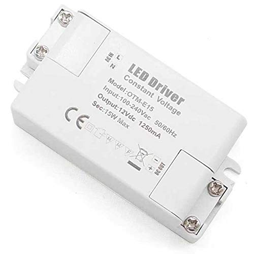 REYLAX 12V LED Driver 15W 1.25A, Power Supply Unit, 240V AC to 12V DC Transformer, Constant Voltage Driver Adapter