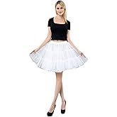 KWBCM Women's Short Length Petticoat Above Knee 50s Vintage Crinoline Tutu Underskirt Pleated Flared Skirts