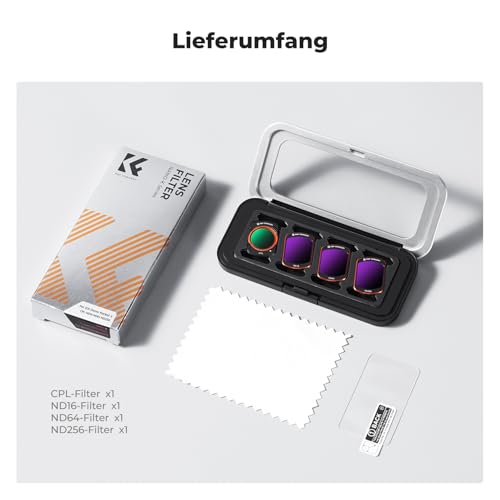K&F CONCEPT FD161 Magnetic ND Filter Set, Compatible with DJI Osmo Pocket 3/4, Pack of 4, CPL Filter, ND16, ND64, ND512 Filter, Osmo Pocket 3 Accessories, Osmo Pocket 4 Accessories (Aluminium Frame)