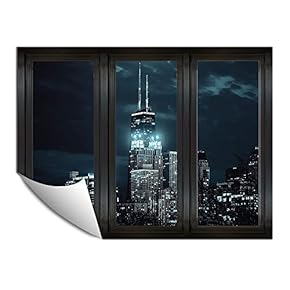 Wall Paper Small Wall Mural City at Night Wall Art Removable Wall Decoration for Bedroom Living Room - 24x32 inches
