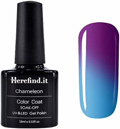 Temperature Color Chameleon Gel Nail Polish Soak Off | Requires UV or LED Nail Lamp| Purple, Azure Blue ( 10ML, Pack of 1) #5720