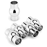 Aprilsky Jewelry Findings Plated Rhodium Intgral Leather Cord End Magci Magnetic Clasp Hole Size 6mm 5pcs / Pack