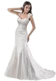 GEORGE BRIDE Removable Lace Strap Chapel Train Wedding Dress Size 12 White