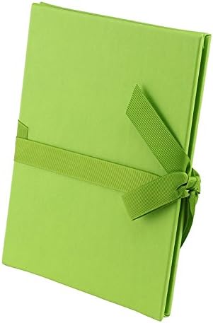 Photo album Leporello, 5x7 inch, for 12 photos, for self-adhesive photos satin ribbon, Green