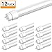 SHINE HAI T8 LED Light Tube 48W Equivalent 4ft, Single-Ended Power, 5000K Daylight White, Frosted Cover, G13 Lighting Fixtures, Pack of 12