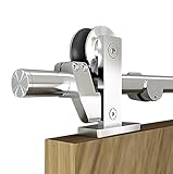 DIYHD 10ft Stainless Steel Top Mount Bi-parting Double Sliding Barn Closet Wood Cabinet Door Track Hardware Kit To Hangl 2 Doors
