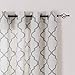 JINCHAN Moroccan Tile Print Curtains for Living Room Quatrefoil Flax Linen Blend Textured Geometry Lattice Grommet Window Treatment Set for Bedroom 50