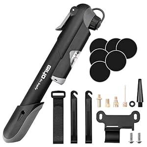 Sportout Mini Bike Pump with Fixed Frame, 120 PSI Bicycle Air Pump with Manometer, Schrader & Presta Valve, Free Patch…
