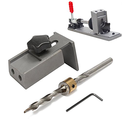 Set of Pocket Hole Jig Drilling Position System +Step Drill Bit Woodworking Tool