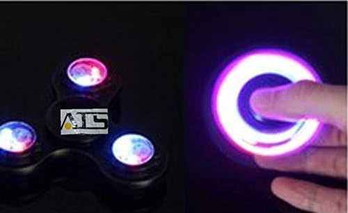 2mb ATS fidget toy LED Light Up Switch Control black color Ninja hand spinner Speed Long Spin Time Finger Toy for Stress and Anxiety Relief toy led Spinner for everyone by ATS trademark
