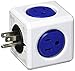 [New Version] PowerCube 4 Outlets Dual USB Port Surge Protector Wall Adapter Power Strip with Resettable Fuse, Cobalt Blue
