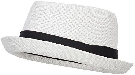 Hatiya Solid Upbrim Pork Pie Fedora - White OSFM
