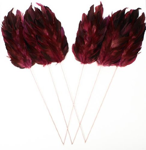 6 Plum Fan Feather Sprays