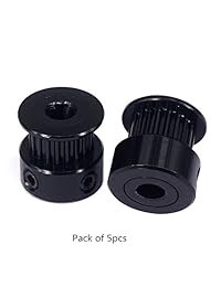 Sunhokey GT2 0.197 in de diámetro negro de aluminio 20 dientes correa de sincronización polea Idler para impresora 3D 0.236 in de ancho correa de sincronización (paquete de 5 piezas, orificio 0.197 in)