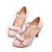 Susanny Women's Chic Sweet Round Toe T-Strap Bows Adorable Buckle High Cone Heel Mary Janes Dress Pink Pumps 8 B (M) US