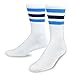 Men's Sports Stripes Cotton Half Cushion Crew Socks 3-pair Pack (White), Sock Size 10-13, Shoe Size 8-12