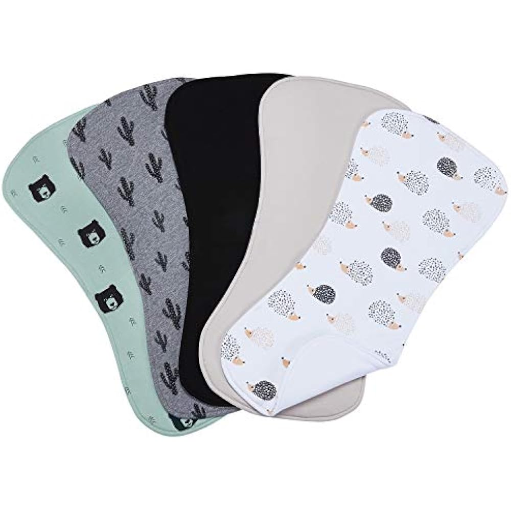 5Pack Baby Burp Cloths Boys, Triple Layer, 100 Organic Cotton, Soft