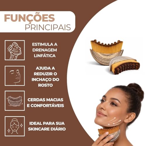 Escova Facial para Drenagem Linfática e Lifting Premium – Massageador Facial Modelador para Contorno da Mandíbula, Circulação e Relaxamento da Pele