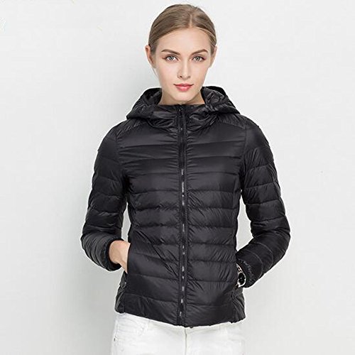 Winter Women Down Jacket Ultra Light Down Snow Coat Hooded 90% White Duck Down Jackets For Women Thin Feather Jacket camperas (XXXL, Black)