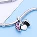 I Love You Heart Charm 925 Sterling Silver Dangle Bead Crystal Valentine's Day Gifts Fits Pandora European Bracelet Necklace(Fushcia -1)