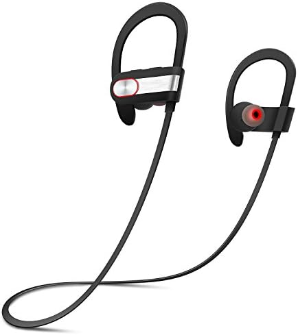 Bluetooth Sports Headphones, Best Wireless Earphones W/ Mic IPX4 Waterproof HD Stereo Sweatproof Earbuds for Gym Running Workout 8 Hour Battery Noise Cancelling Headsets-Silver