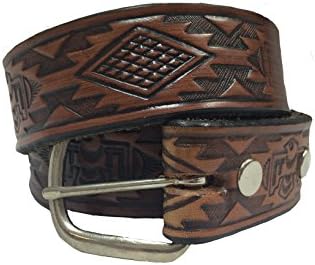 Killer Hats Uncut Brown Solid Leather Name Belt with Southwestern Print Detail