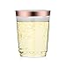 10oz Premium Rose Gold Trim - Hard Clear Plastic Cups - 100 pack Wedding/Party Disposable Tumblers - Rose Gold Rim - Elegant Party Cups