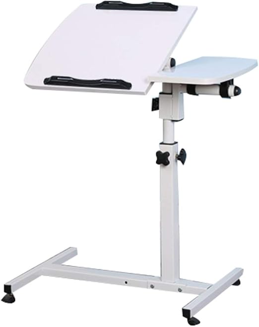 Amazon Com Tilting Bed Laptop Table With Wheels Rolling Bedside Table Lifting Computer Bracket Table Simple Sofa Side Table Mobile Lifting Bed Side Table A Color White Kitchen Dining