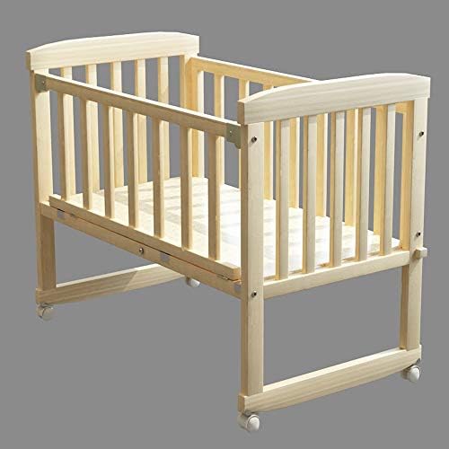 ベビーベッド ソリッドウッドベビーベッド多機能新生児ベッド木製ベッドベージュ キャスター付きベビー