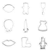 9 Pieces Cookie Cutter Biscuit Clown Droll Boots Lips Labium Dress Sword Sabre Badge Arming Insignia Wine Glasses Cup Teddy Bear Lemon