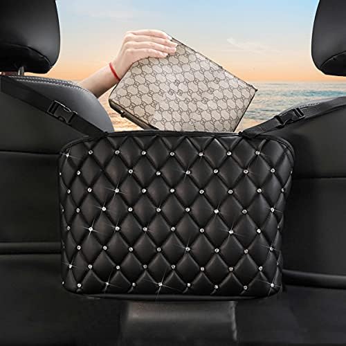 MDXMY Car Handbag Holder Diamond Leather Car Pocket Purse Holder