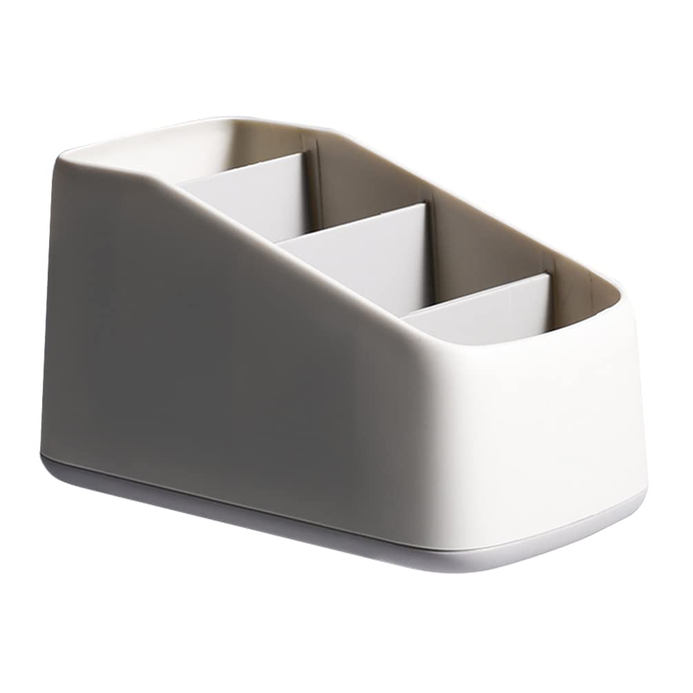 DOITOOL Remote Control Storage Box Multi-Grid Organizer with 4 Compartments Plastic Desk Holder for Tv Remote Makeup Office Supplies 7.09X3.94X3.90In Home and Office