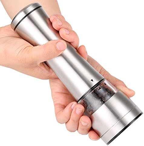 HALU Manual Salt and Pepper Grinder Set With Adjustable Ceramic Rotor - Elegant Stainless Steel Shakers - Deluxe Salt Mill and Pepper Mill for Himalayan Salt, Pepper and Spices