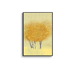 Framed Canvas Home Artwork Decoration Golden Forest Canvas Wall Art for Living Room Bedroom - 16x24 inches