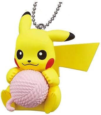 Pokemon Nukunuku Time Yarn Ball Mini Figure Swing Keychain~Pikachu