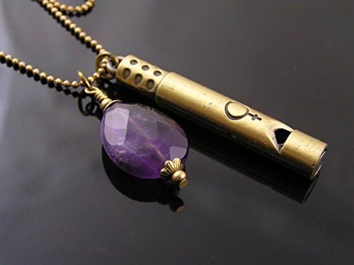 Personalized Necklace with Whistle and Amethyst