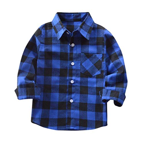 Kids Little Boys Girls Baby Long Sleeve Button Down Red Plaid Flannel Shirt Plaid Girl Boy NB-6T