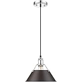 Golden Lighting 3306-M CH-RBZ Orwell Pendant, Chrome with Rubbed Bronze Shade