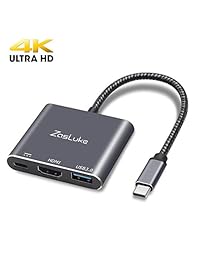 Zasluke - Adaptador USB C a HDMI, USB 3.1 tipo C a HDMI 4K, puerto USB 3.0, puerto de carga USB C convertidor adaptador para MacBook, Chromebook Pixel, iMac, Nintendo Switch, Samsung Galaxy S8 S9 Plus, Yoga 900