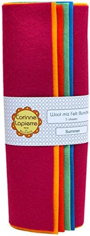 Corinne Lapierre Wool Mix Felt 9 Inch Squares x 5 - Summer by Corinne Lapierre