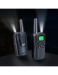 Walkie Talkies de largo alcance para adultos Radios de dos vías Hasta 5 millas en campo abierto 22 canales FRS / GMRS VOX Pantalla LCD de escaneo con linterna LED Ideal para campo, supervivencia en bicicleta y senderismo Camping