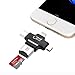 Micro SD Card Reader Caithly 4 in 1 Card Reader Type-C USB Connector OTG HUB Adapter, TF Flash Memory Card Readers iPhone iOS/Android Micro USB/Type-C Port Phones/Mac/PC (Black)
