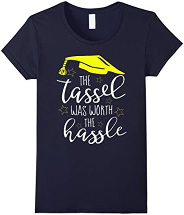 Women's The Tassel was Worth the Hassle Graduation T-Shirt Large Navy
