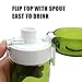 CLEARANCE-21 OZ Sports Water Bottle Plastic Exceptional Durability Tritan Leak Proof Flip Top Double Locking Lid Handle for School Running Gym Yoga with Cleaning Brush (7766-Green)